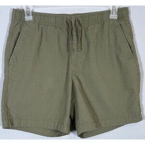 Old Navy Seersucker Shorts Mens M Olive Green Jogger Drawstring Waist Mid Rise